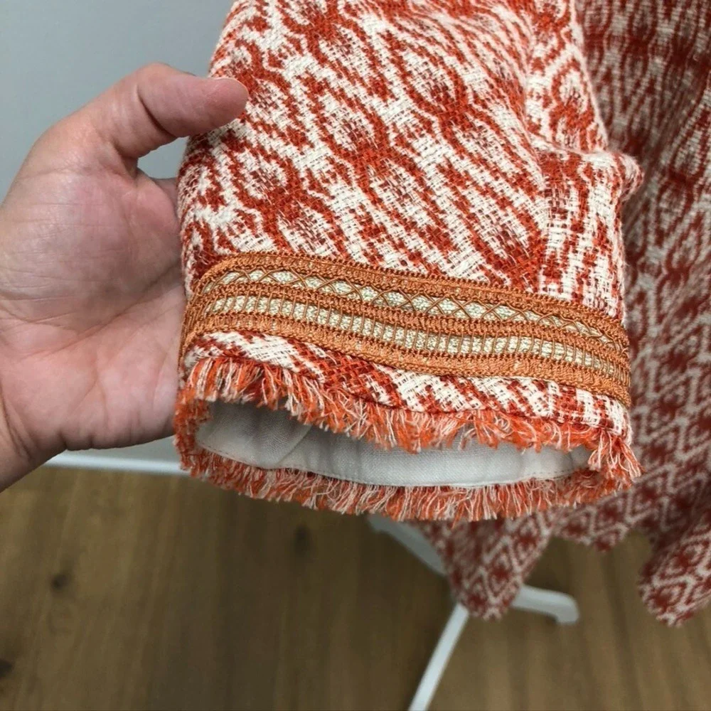 Schneiders Kiana‎ Cotton Tweed Jacket Womens 14 Orange Mid Length Boho Indie